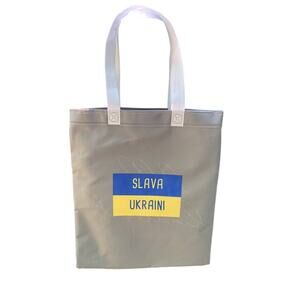 Upcycled Hand Printed Slava Ukraine Flag Ukraini Artist Fundraiser Tote Bag